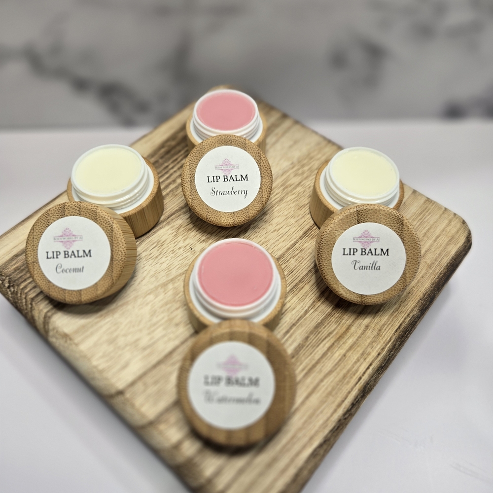 Natural Lip Balm Set - Coconut, Strawberry, Vanilla, Watermelon